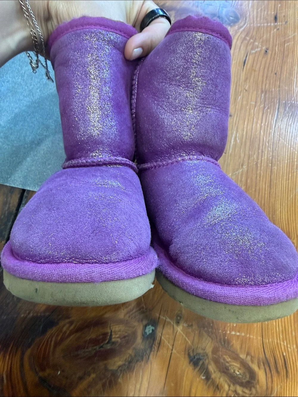 UGG Purple Suede Short Shearling Boot Shoes Toddler Kid size 9